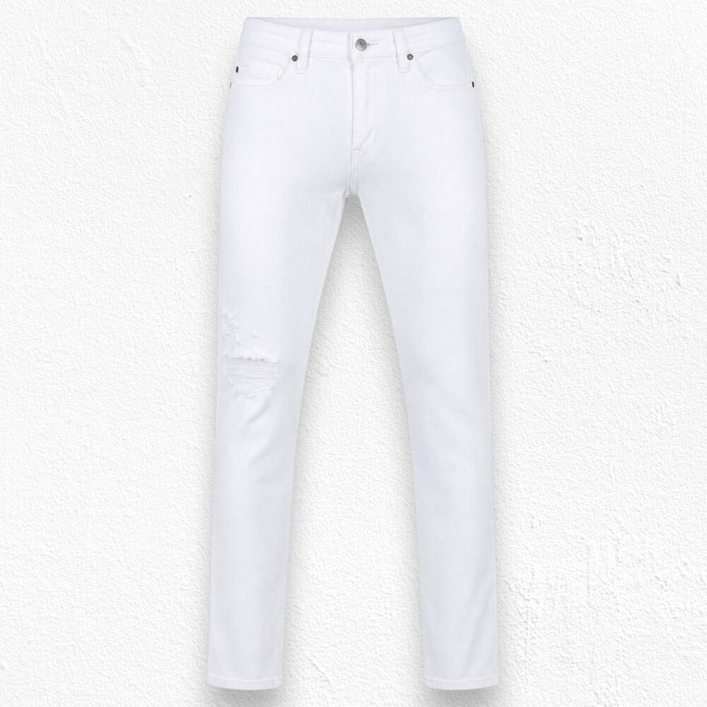 FRAME Le Beau White Blanc Drive Rips Boyfriend Straight Jeans Size 25 NWT LBU711